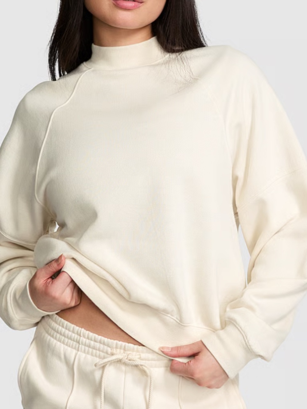 VS Cream Mock Neck Sweatshirt